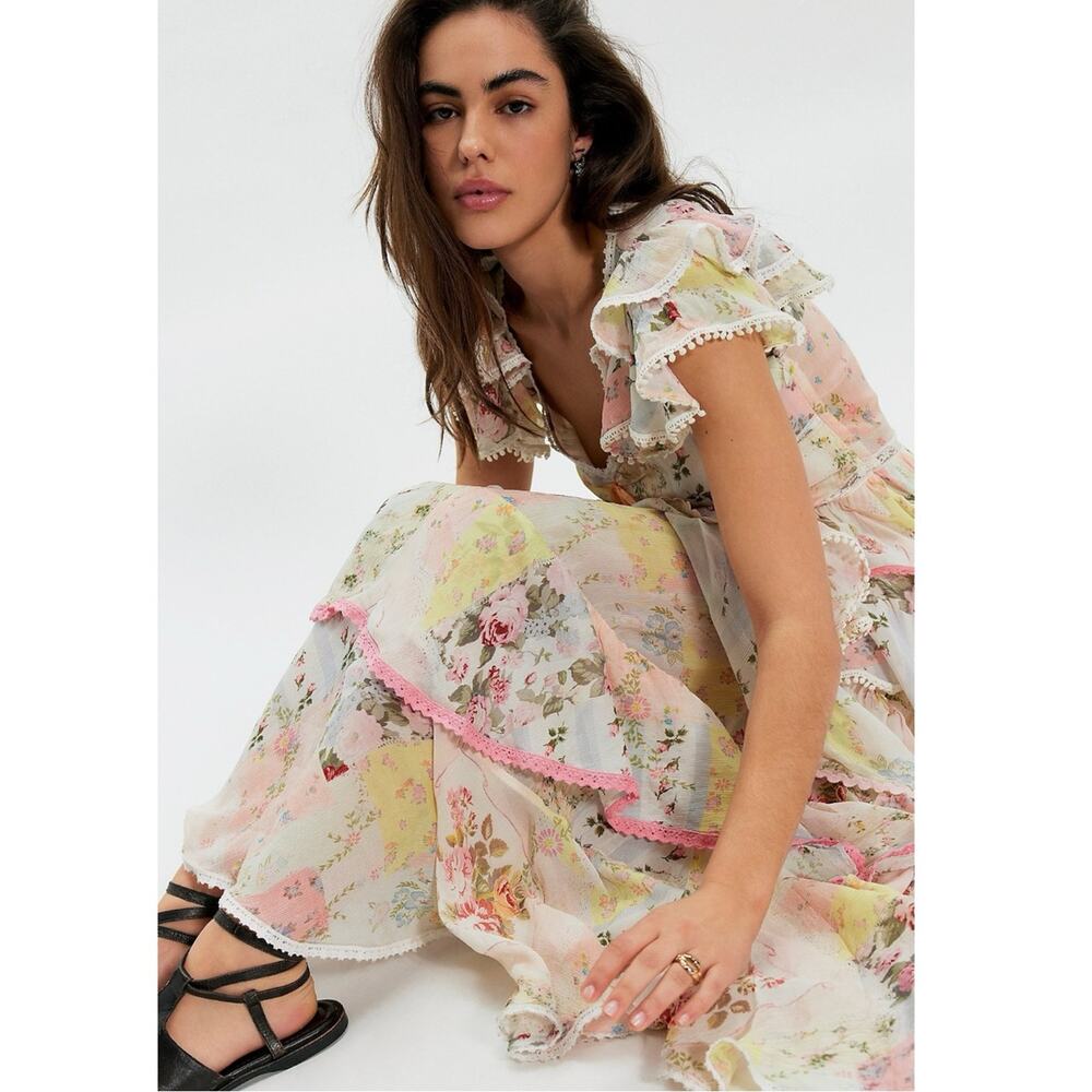 Free People Dainty Ethereal Cottage Love You Bunches Maxi Dress Pastel Small - Picture 4 of 16